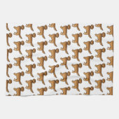 レッドゴールデンレトリバーかわいい漫画の犬のパターン キッチンタオル (横)