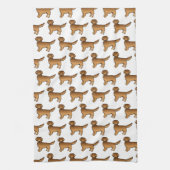 レッドゴールデンレトリバーかわいい漫画の犬のパターン キッチンタオル (縦)