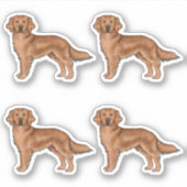 レッドゴールデンレトリバーかわいい漫画の犬 シール (正面)