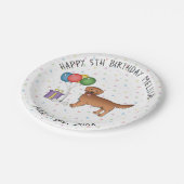 レッドゴールデンレトリバーかわいい漫画の犬 – 誕生日 ペーパープレート (アングル)