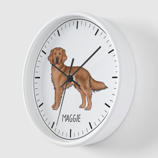 レッドゴールデンレトリバーかわいい犬と名前をカスタムする 壁時計 (傾斜)