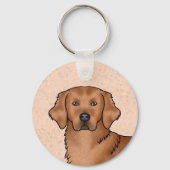 レッドゴールデンレトリバーカワイトカートゥーンカートゥーンドッグポートレート キーホルダー (正面)