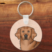 レッドゴールデンレトリバーカワイトカートゥーンカートゥーンドッグポートレート キーホルダー (正面)
