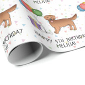 レッドゴールデンレトリバーカワイドッグ – 誕生日 ラッピングペーパー (ロールコーナー)