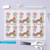 レッドゴールデンレトリバードッグカラフルハッピーバースデー 薄葉紙 (クラフト)