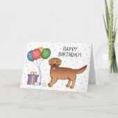レッドゴールデンレトリバーマンガードッグハッピーバースデー カード (正面)