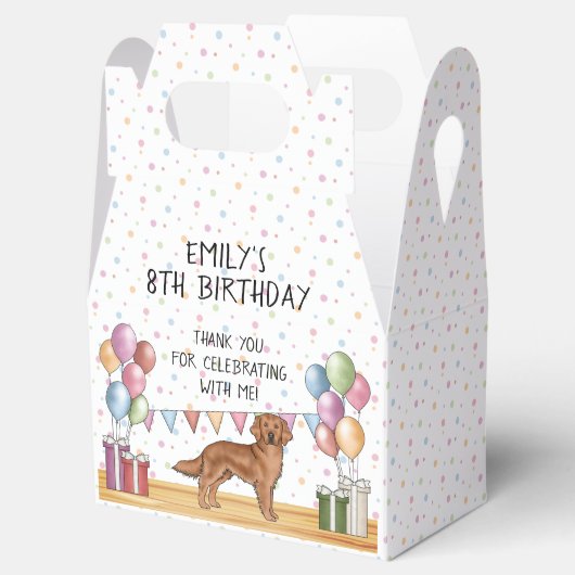 レッドゴールデンレトリバー子供の誕生日サンキューベイト フェイバーボックス (オープン)