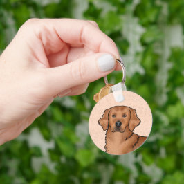 レッドゴールデンレトリバー かわいい カートゥーン 犬の肖像画 キーホルダー