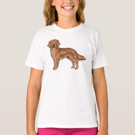 レッドゴールデンレトリバー かわいい カートゥーン 犬 アート Tシャツ