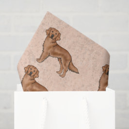 レッドゴールデンレトリバー かわいい カートゥーン 犬 パターン 薄葉紙