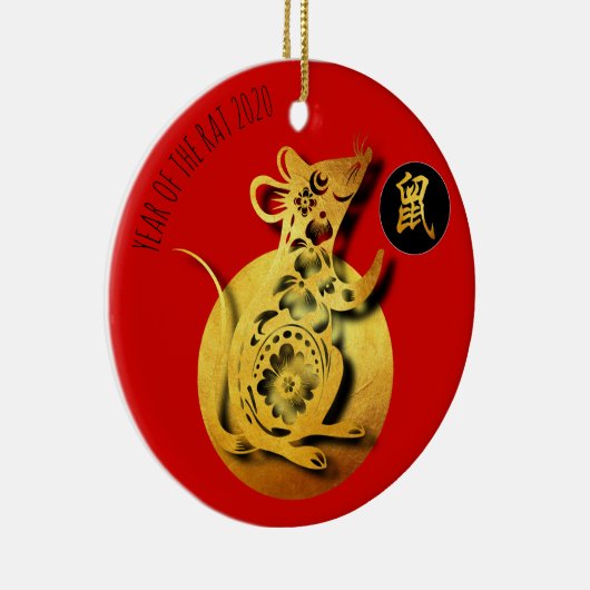 レッドゴールデン中国のラットペーパーカット2020年RO セラミックオーナメント (右)