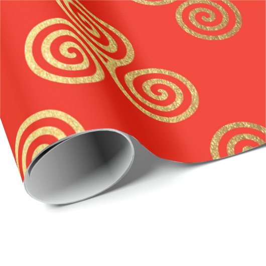 レッドゴールデン王室のケルトオーナメントヘラルド ラッピングペーパー (ロールコーナー)