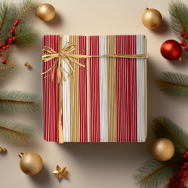 レッドゴールドの細ストライプ クリスマスパターン#28 ID1009 ラッピングペーパー
