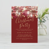 レッドゴールドの葉っぱのライト クリスマスパーティー 招待状 (スタンド正面)