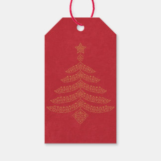 レッドゴールドの透かし彫りクリスマスツリーギフトタグ ギフトタグ
