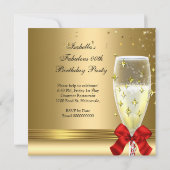 レッドゴールドコンフェッティシャンパンヒール誕生日パーティー2 招待状 (裏面)