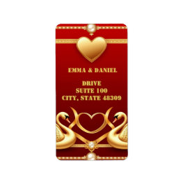 レッドゴールドスワン ウェディングペア デコレーション 💍 ラベル