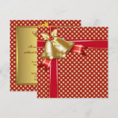 レッドゴールドドット クリスマスパーティー 招待状 (正面/裏面)