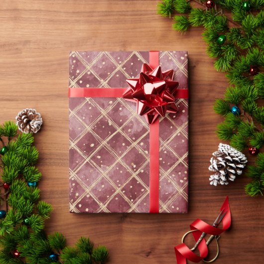 レッドゴールドドット クリスマス ラッピングペーパー (クリスマスギフト)