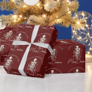 レッドゴールドナッツクラッカー クリスマスの暗い色 ラッピングペーパー