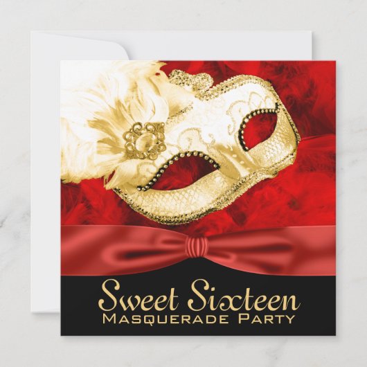 レッドゴールドフェザーSweet 16仮面舞踏会 招待状 (正面)