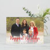 レッドゴールドフォイルドットハッピーホリデーカード シーズンカード (スタンド正面)