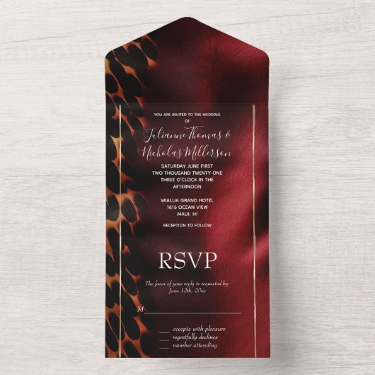 レッドゴールド サウスウエストカウハイド オールインワン招待状 (内側)