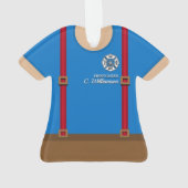 レッドサスペンダーパーソナライズされたズ消防士 オーナメント (裏面)