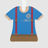 レッドサスペンダーパーソナライズされたズ消防士 オーナメント (正面)