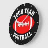 レッドサッカーカスタムチーム名と背景色 ラージ壁時計 (傾斜)