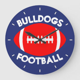 レッドサッカーカスタムチーム名/文字と色時計 ラージ壁時計