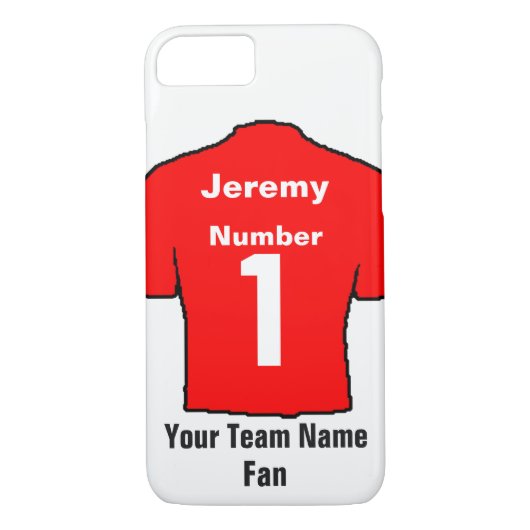 レッドサッカーシャツ名前とチームを選択 Case-Mate iPhoneケース (裏面)