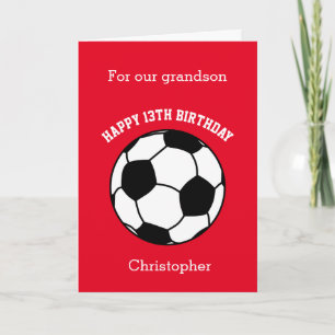 レッドサッカースポーツ第13誕生日 カード