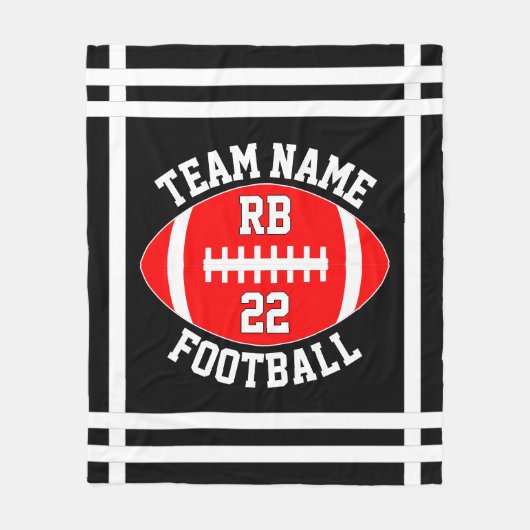 レッドサッカーチーム名プレイヤーの位置と番号 フリースブランケット (正面)