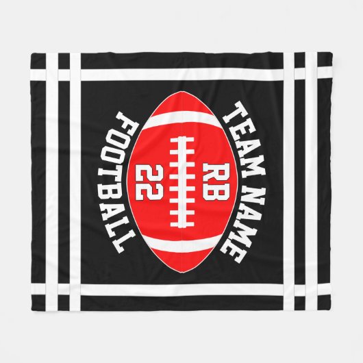 レッドサッカーチーム名プレイヤーの位置と番号 フリースブランケット (正面(横))