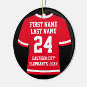 レッドサッカーホッケースポーツジャージー セラミックオーナメント (左)