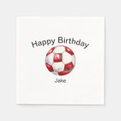 レッドサッカーボールカスタム誕生日パーティー スタンダードカクテルナプキン (正面)