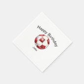 レッドサッカーボールカスタム誕生日パーティー スタンダードカクテルナプキン (角)