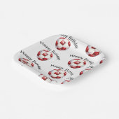 レッドサッカーボールカスタム誕生日パーティー ペーパープレート (傾斜あり)