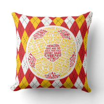 レッドサッカーボールタイポグラフィ装飾用クッション