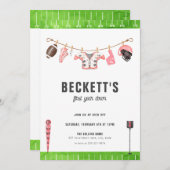 レッドサッカー誕生日1年目ダウン1招待状 招待状 (正面/裏面)