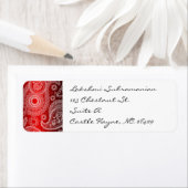 レッドサテンホワイトレースペイズリー差出人住所ラベル ラベル (インサイチュ)