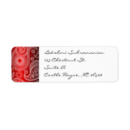 レッドサテンホワイトレースペイズリー差出人住所ラベル ラベル