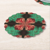 レッドサテンボウグリーンクロスリボン ペーパーコースター (アングル)