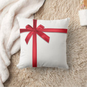 レッドサテンリボンボウクリスマスホリデーパーティー クッション (ブランケット)
