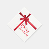 レッドサテンリボンボウクリスマスホリデーパーティー スタンダードカクテルナプキン (角)