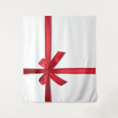 レッドサテンリボンボウクリスマスホリデーパーティー タペストリー (正面)