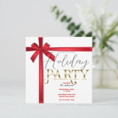 レッドサテンリボンボウクリスマスホリデーパーティー 招待状 (スタンド正面)