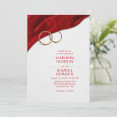 レッドサテン結婚式招待状 招待状 (スタンド正面)