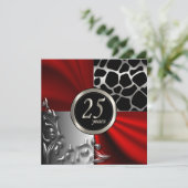 レッドサテン&シルバー25年パーティー 招待状 (スタンド正面)